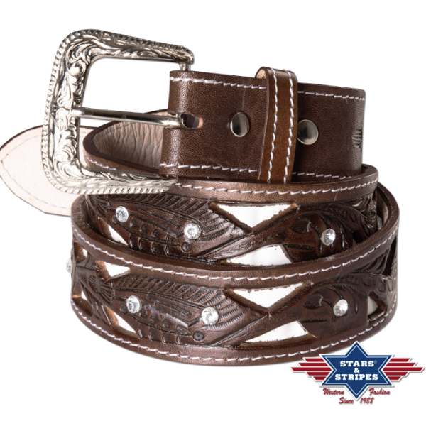 Leather Belt - White Chocolate Crystals